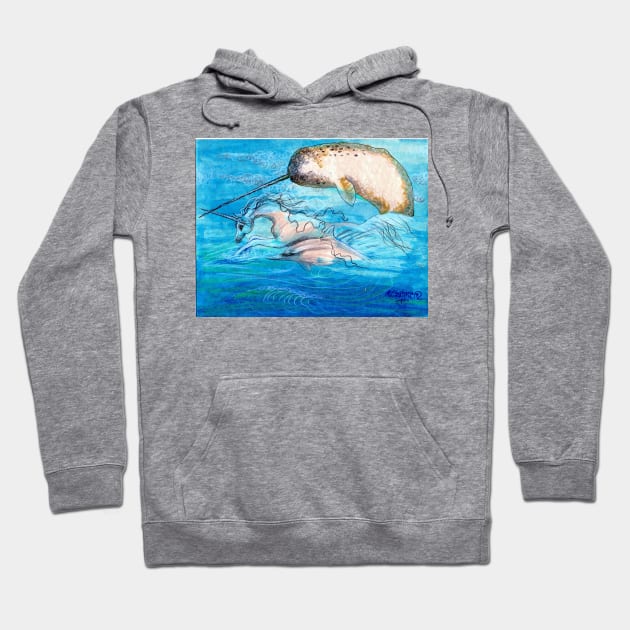 Dolphin, Narwhal and Unicorn Hoodie by pegacorna